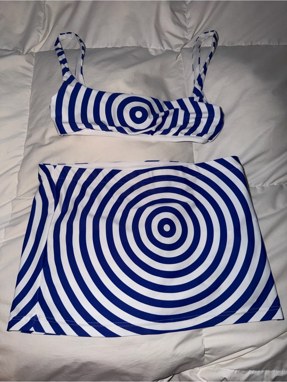 Jean Paul Gaultier Blue and White Concentric Circle Mini Skirt - Picture 3 of 6